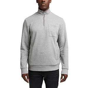 ESPRIT Sweatshirt met ritssluiting kraag van katoenmix, medium grijs, L