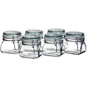 MÄSER 925338 Gothika, kleine inmaakpotten, made in Germany, set van 6 à 500 ml, voorraadpotten met deksel en draadbeugel voor luchtdicht bewaren, inmaken en inserveren, glas, transparant