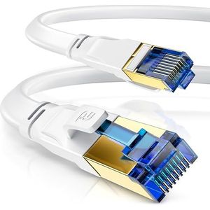 CSL - 10m CAT 8.1 netwerkkabel plat 40 Gbits - LAN-kabel patchkabel - CAT 8 Gigabit RJ45 ethernetkabel - 40000 Mbits glasvezelsnelheid - lintkabel - installatiekabel - Cat 6, Cat 7, Cat 8