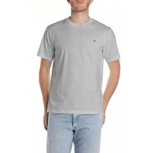 Replay Heren Regular Fit T-shirt van katoen, M08 Light Grey Melange..., M