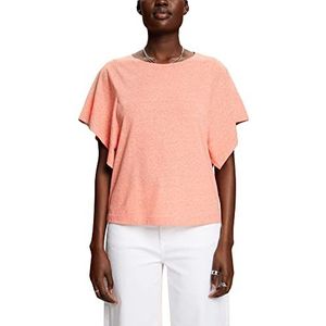 ESPRIT Gerecycleerd: T-shirt met XL-mouwen, Coral Oranje, L