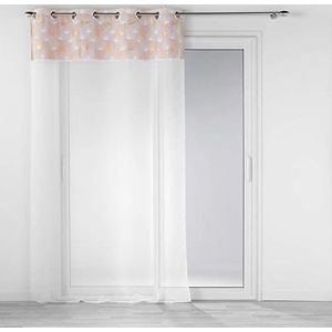 douceur d'intérieur, Gordijn met ogen, 140 x 240 cm, roze, gezandstraald, met top velours, bedrukt, goud, lichtbruin