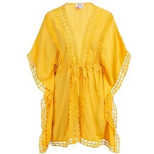 jopida dames kimono met gatenkant, geel, S