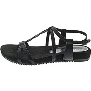 Tamaris Dames 1-1-28140-28 012 38 platte sandalen, zwart metallic, EU
