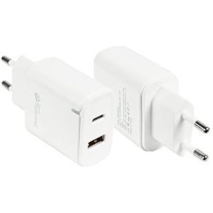 Good Connections USB-snellader 20W - 2-poorts - 1x USB C max. 20W en 1x USB A max. 18W, totaal max. 20W - Power Delivery PD 3.0 - ideaal voor smartphone, tablet, iPhone, iPad en nog veel meer - wit