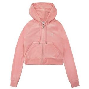 Juicy Couture Dames Madison hoodie met capuchon, sweatjack met capuchon en ritssluiting van velours capuchontrui, Juicy Pink, M