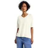 Street One - Gebreid V-hals Shirt - Wit - Dames