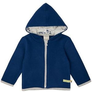 loud + proud Uniseks wollen fleece met capuchon, GOTS-gecertificeerd fleecejack, ultra marine, 110-116