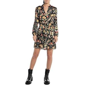 Replay Mini-jurk voor dames, 010 Black/Multicolor, XS