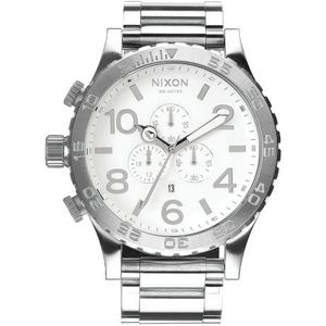 Nixon Herenhorloge chronograaf kwarts met roestvrijstalen armband, Hoogpolis/wit, Eén maat, Armband