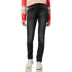 Street One Dames A375885 jeansbroek hoge taille, zwart denim wash, W30/L34, Black Denim Wash, 30W x 34L