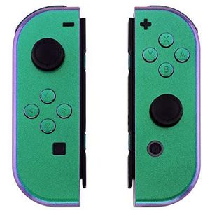 eXtremeRate Joycon Grip Cover Shell voor Nintendo Switch/Switch OLED Controller,DIY Vervangende Behuizingen Case met Knoppen Kit(Geen Joycon)-Kameleon Groen Paars