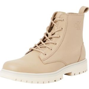 CK JEANS Heren EVA MID Laceup Boot Tumbled YM0YM01174, Beige (Travertijn/Eggshell), 8 UK, Beige travertijn eierschaal, 40.5 EU