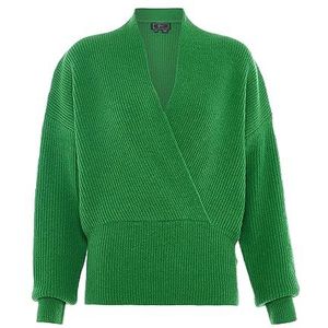 faina Dames Cross V-hals Fashion Knit Acryl Groen Maat M/L, groen, M