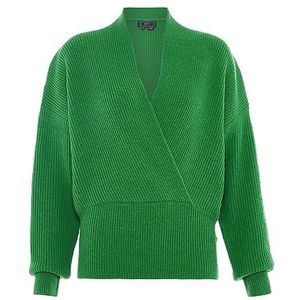 faina Dames Cross V-hals Fashion Knit Acryl Groen Maat XL/XXL, groen, XL