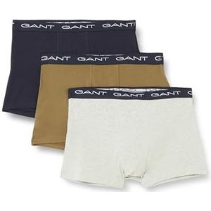 GANT Heren Trunk 3-pack ondergoed, Light Grey Melange, Regular