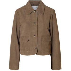 SELECTED FEMME Dames Slfkaya Suede Jacket Noos, Fungi, Numeric_36, Fungi, numeric_36