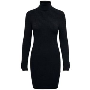 ONLY Onllorelai Ls Rollneck Mini Dress Cs KNT mini-jurk voor dames, zwart, L
