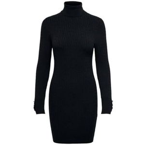 ONLY Onllorelai Ls Rollneck Mini Dress Cs KNT mini-jurk voor dames, zwart, S