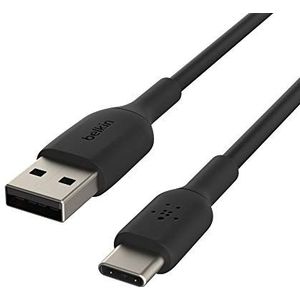 Belkin BoostCharge USB-C-kabel, USB-C/USB-A kabel, USB Type-C-kabel, oplader kabel voor iPhone 15, Plus, Pro, Pro Max, Samsung Galaxy S24, Pixel, iPad Pro, Nintendo Switch en meer, 3 m, zwart