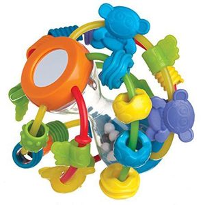 Playgro Speelbal met geïntegreerde rammelaar, vanaf 6 maanden, Play and Learn Ball, blauw/groen/geel, 40137