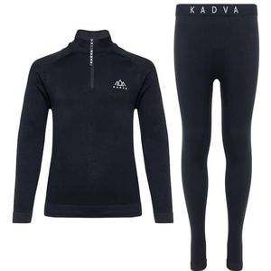 KADVA Tyros Thermo-ondergoed voor kinderen, zwart, functioneel ondergoed voor de winter, regelt de temperatuur tijdens het sporten, ademt en transporteert vocht af, zwart, 116-128