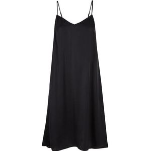 Urban Classics Damesjurk van viscose/satijn, slip-jurk, zwart, M