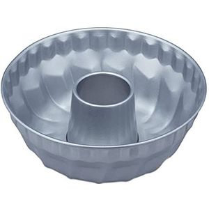 Relaxdays tulband bakvorm 25 cm - staal - cakevorm rond - tulbandvorm keuken - zilver