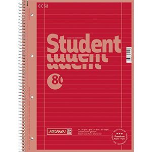 Brunnen 1067927123 Notitieblok/Collegeblok Student Colour Code (A4 gelinieerd, liniatuur 27, 90 g/m², 80 vellen) rood