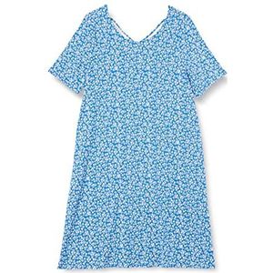 ONLY CARMAKOMA Carnewbandana Ss Dress JRS Jurk, Strong Blauw/Aop:Witte Bloem, 42/44 Grote maten