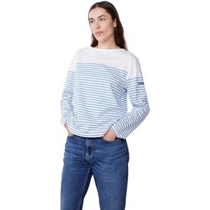 PETIT BATEAU - Gestreept T-shirt - Wit/Lichtblauw - Katoen