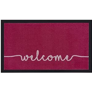 Hanse Home Printy Deurmat voor binnen en buiten, 45 x 75 cm, vuilvangmat, deurmat, Cozy Welcome met opschrift, wasbaar en weerbestendig, antislip voor entree en buiten, roze