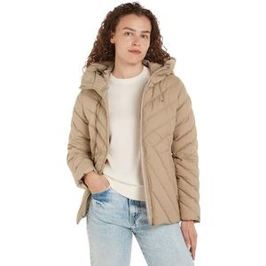 Tommy Hilfiger Chevron Mw gewatteerde jas puffer voor dames, Beige, S