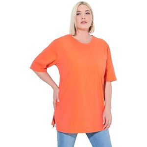 Ulla Popken Dames T-shirt, ronde hals, relaxed, halve mouwen, Rozenkoraal, 42-44 Grote maten