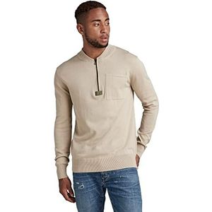 G-STAR RAW Heren Half Zip Pocket Sweater Sweater Beige (dk Brick C868-1214), S