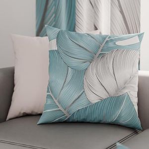 PETTI Artigiani Italiani - Paar kussenslopen 65 x 65 cm, van microvezel, decoratief kussen voor slaapkamer, bank, woonkamer, set van 2 kussenslopen, tropisch lichtblauw A, 100% Made in Italy