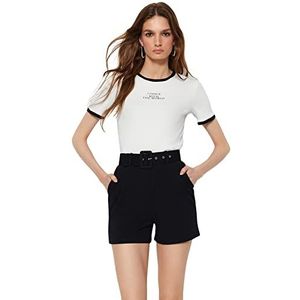 Trendyol Dames Normale taille wijde pijpen shorts, zwart, S, Zwart, S