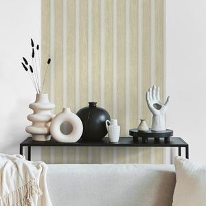 Behang houten panelen, zelfklevend, houten panelen, Scandinavisch beige-wit, 3D-behang, houtlook, 0,52 x 2,5 m, Made in Germany