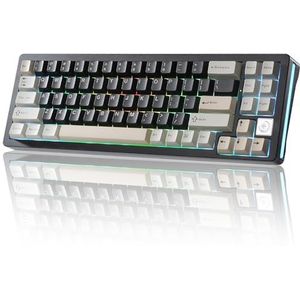YUNZII AL71 68% mechanisch toetsenbord, all-aluminium CNC, hot-swap-ring, 2,4 GHz draadloze BT5.0/USB-C kabel-gaming-toetsenbord, NKRO RGB, voor Win/Mac (zwart, Crystal White Switch)