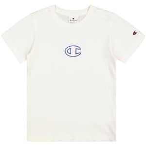 Champion Legacy Boy-Graphic Crewneck T-shirt voor jongens met groot logo, wit (Ww001), 7-8 Jaar