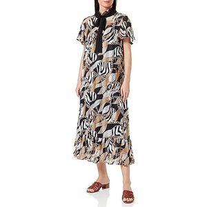 faina Dames midijurk met allover-print 19226452, zwart meerkleurig, M, Zwart meerkleurig., M