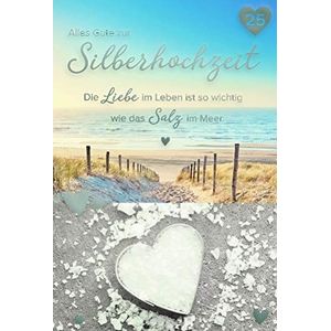 bsb Bruiloftskaart wenskaart voor zilveren bruiloft - zout in zee - envelop zilver