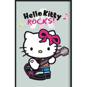 empireposter Hello Kitty Rock - bedrukte spiegel met kunststof frame in houtlook, cult-spiegel - afmeting 20x30 cm