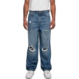 Urban Classics Jeans voor heren, Mid Deepblue vernietigd gewassen, 42