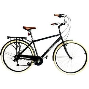 Versiliana Vintage fietsen - City Bike - Resistene - praktijk - comfortabel - perfect voor stadsmovers (zwart/pannaa, heren 71 cm)