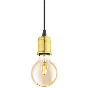EGLO Yorth Hanglamp, 1-lichts snoerpendel, vintage, industrieel, hanglamp van staal in messing, kabel in zwart, eettafellamp, woonkamerlamp hangend met E27-fitting