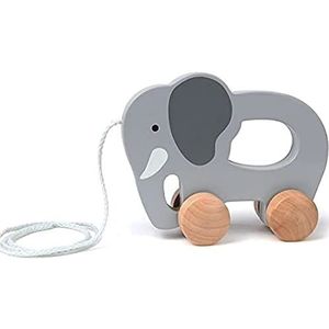 Hape E0908 Elephant - Push and Pull Along Wooden Toy - For 12 Months +,Grey