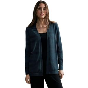 Cecil Structuur cardigan voor, Sterk Petrol Blue, XL