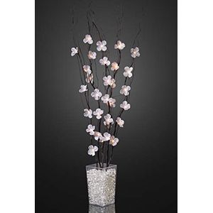 hellum 300055 zwarte decoratieve led-tak met roze bloemen (zonder vaas) voor binnen, 120 cm, 25 leds warm wit met transformator