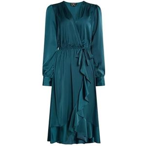 UDIPI Midi jurk met lange mouwen voor dames, smaragd, XS